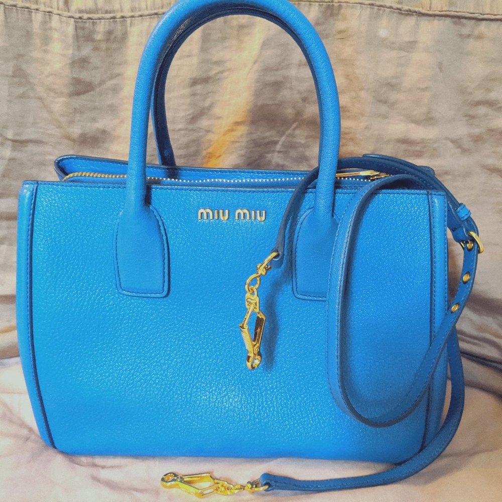 Miu Miu Blue Leather Zip Tote - SOLD